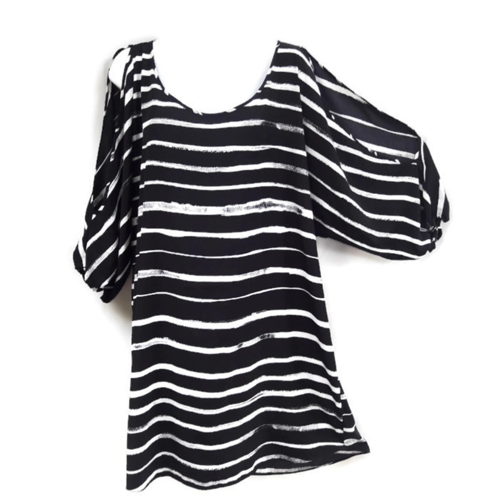Express Shift Dress Cold Shoulder Bell Sleeve Exposed Zip Back L